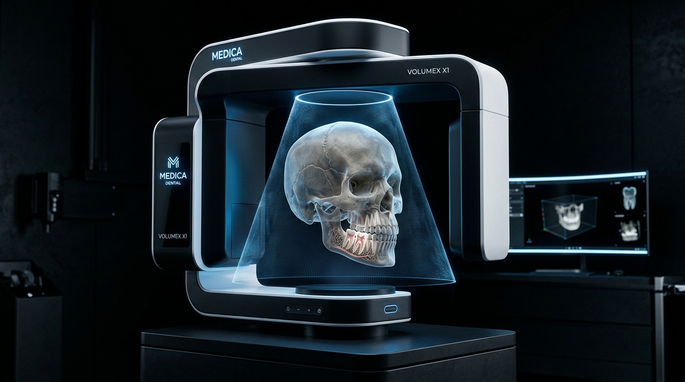 Scanner CBCT Volumex X1 réalisant une imagerie 3D de la mâchoire